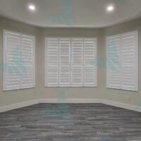 Split-tilt plantation shutters in a Lake Mary home allowing privacy while letting in natural Florida sunlight.